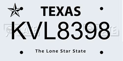 KVL8398 Texas License Plate