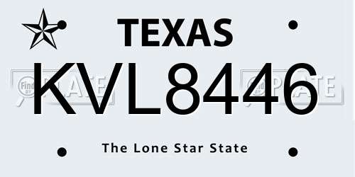 KVL8446 Texas License Plate