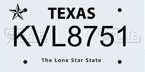 KVL8751 Texas License Plate