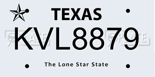 KVL8879 Texas License Plate