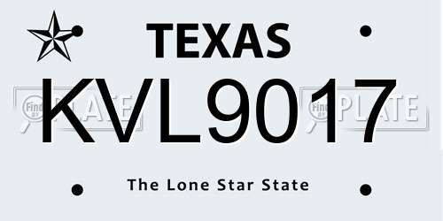 KVL9017 Texas License Plate