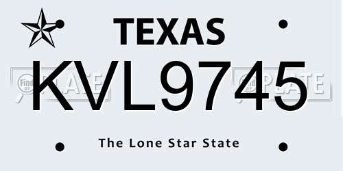 KVL9745 Texas License Plate