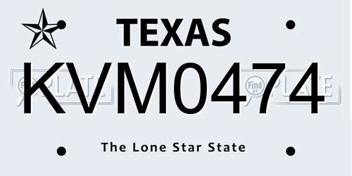 KVM0474 Texas License Plate