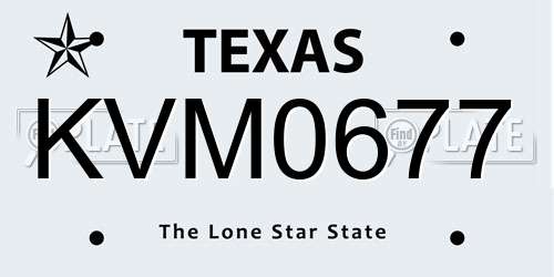 KVM0677 Texas License Plate
