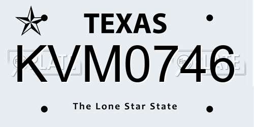 KVM0746 Texas License Plate