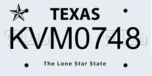 KVM0748 Texas License Plate