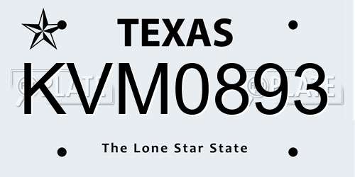 KVM0893 Texas License Plate