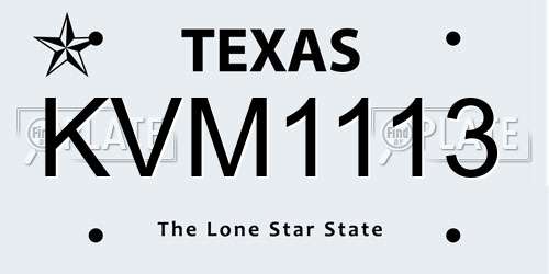 KVM1113 Texas License Plate