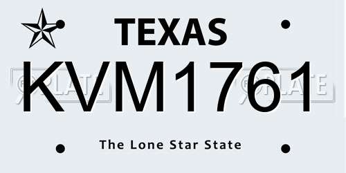KVM1761 Texas License Plate