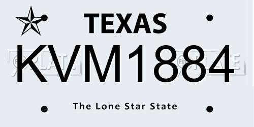 KVM1884 Texas License Plate