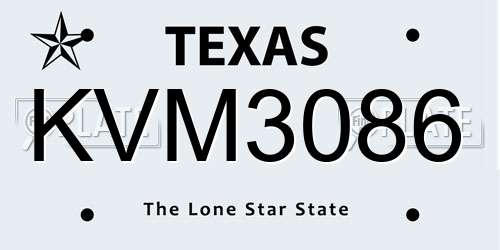 KVM3086 Texas License Plate