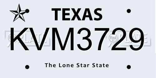 KVM3729 Texas License Plate