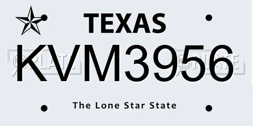 KVM3956 Texas License Plate