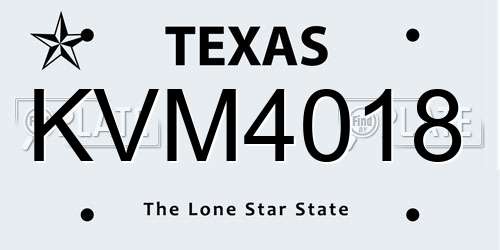 KVM4018 Texas License Plate
