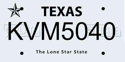 KVM5040 Texas License Plate