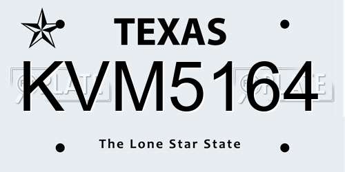 KVM5164 Texas License Plate