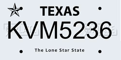 KVM5236 Texas License Plate