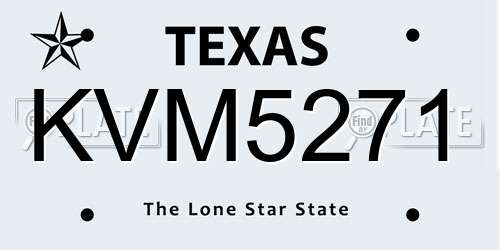 KVM5271 Texas License Plate