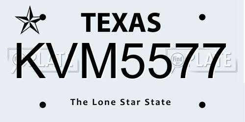 KVM5577 Texas License Plate