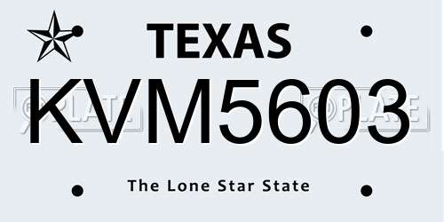 KVM5603 Texas License Plate
