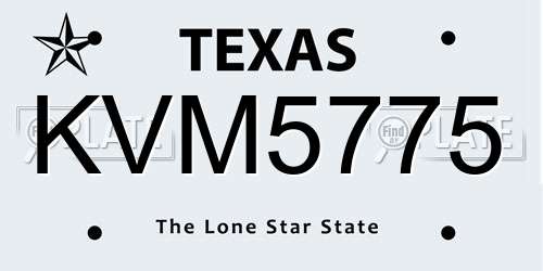 KVM5775 Texas License Plate