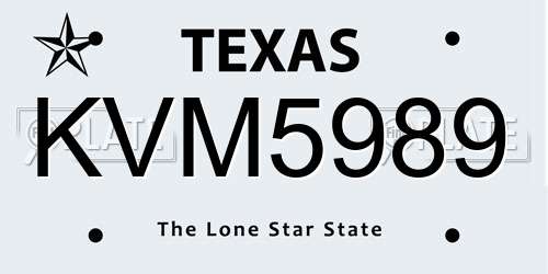 KVM5989 Texas License Plate