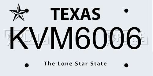 KVM6006 Texas License Plate