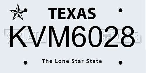 KVM6028 Texas License Plate