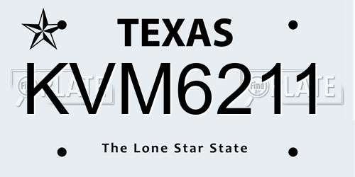 KVM6211 Texas License Plate
