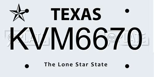 KVM6670 Texas License Plate