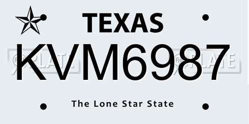 KVM6987 Texas License Plate