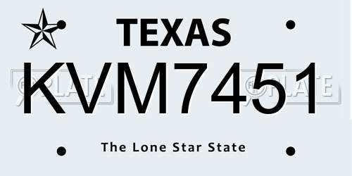 KVM7451 Texas License Plate