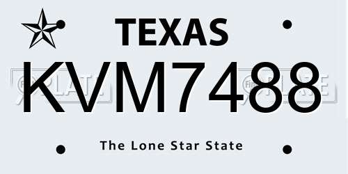 KVM7488 Texas License Plate