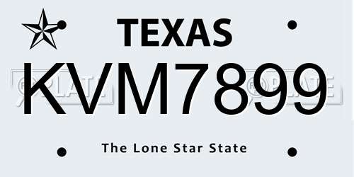 KVM7899 Texas License Plate
