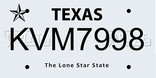 KVM7998 Texas License Plate