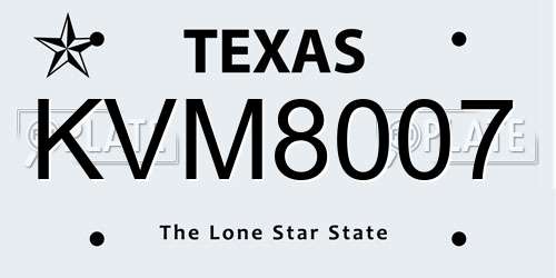 KVM8007 Texas License Plate
