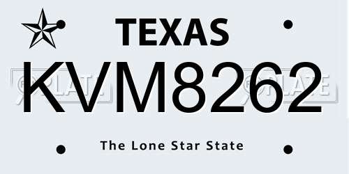 KVM8262 Texas License Plate