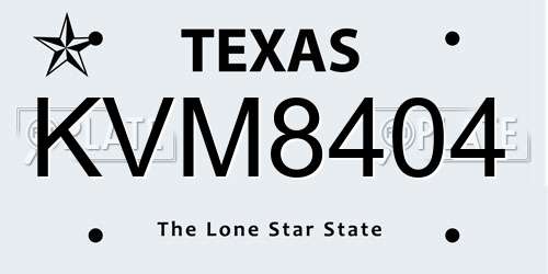 KVM8404 Texas License Plate