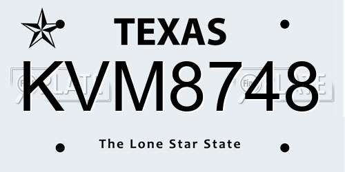 KVM8748 Texas License Plate