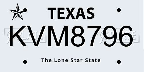 KVM8796 Texas License Plate