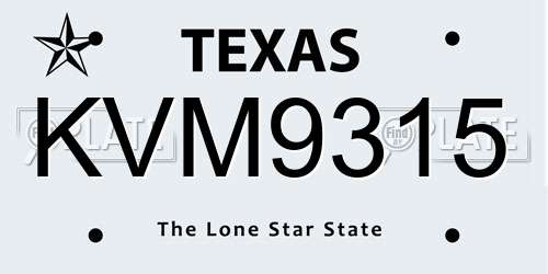 KVM9315 Texas License Plate