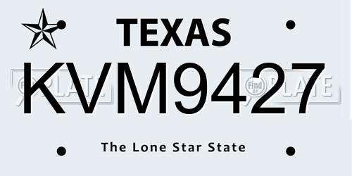 KVM9427 Texas License Plate