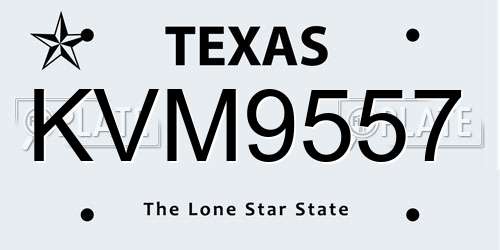 KVM9557 Texas License Plate
