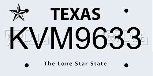 KVM9633 Texas License Plate