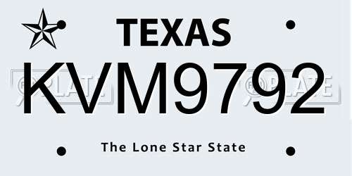 KVM9792 Texas License Plate