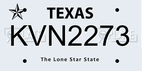 KVN2273 Texas License Plate