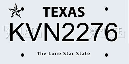 KVN2276 Texas License Plate