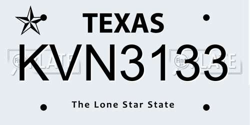 KVN3133 Texas License Plate