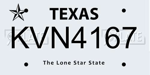 KVN4167 Texas License Plate