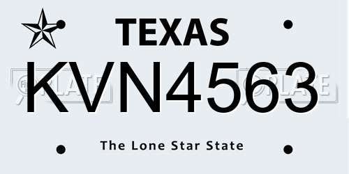 KVN4563 Texas License Plate